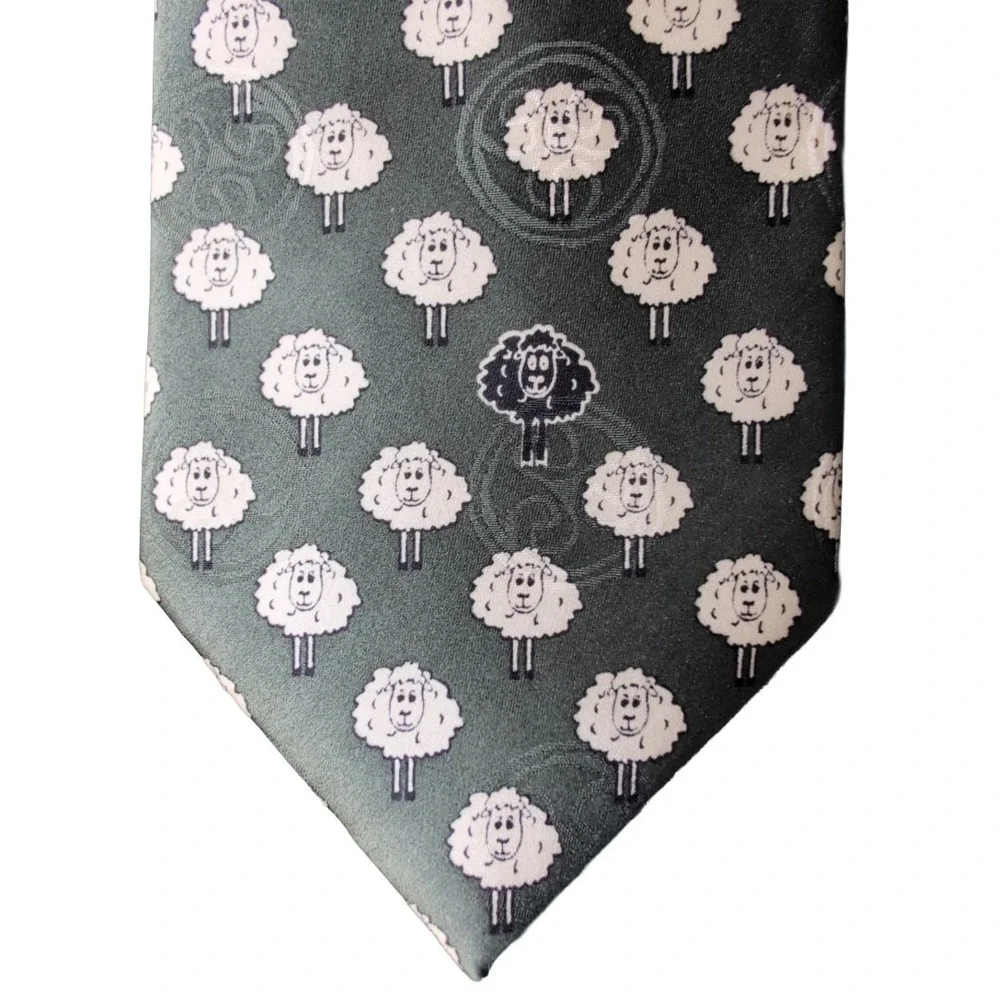 Black Sheep Green Novelty Tie Traditional Craft 100% Silk Funny Statement